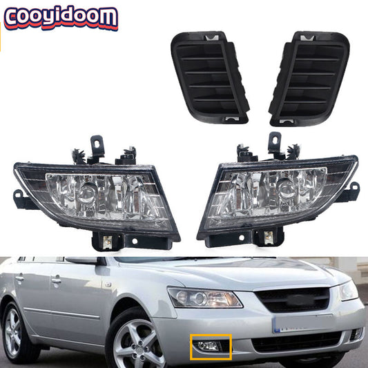 A set of front bumper fog lights and lens covers is suitable for the for Hyundai Sonata NF 2005 - 2010