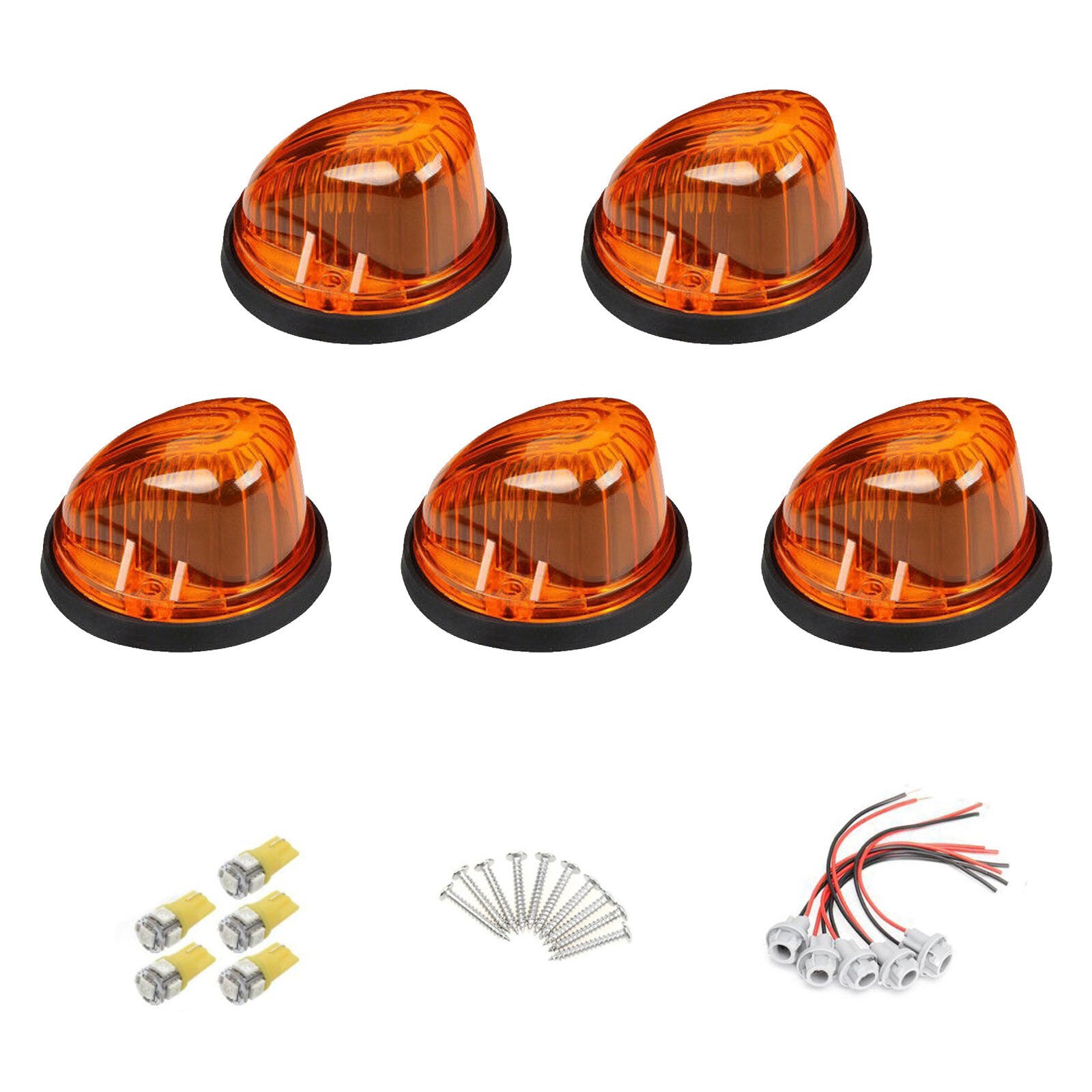 5-piece amber marker light strip base for gap between cab roof and vehicle cab, suitable for 1973-87 for GMC K1500/2500