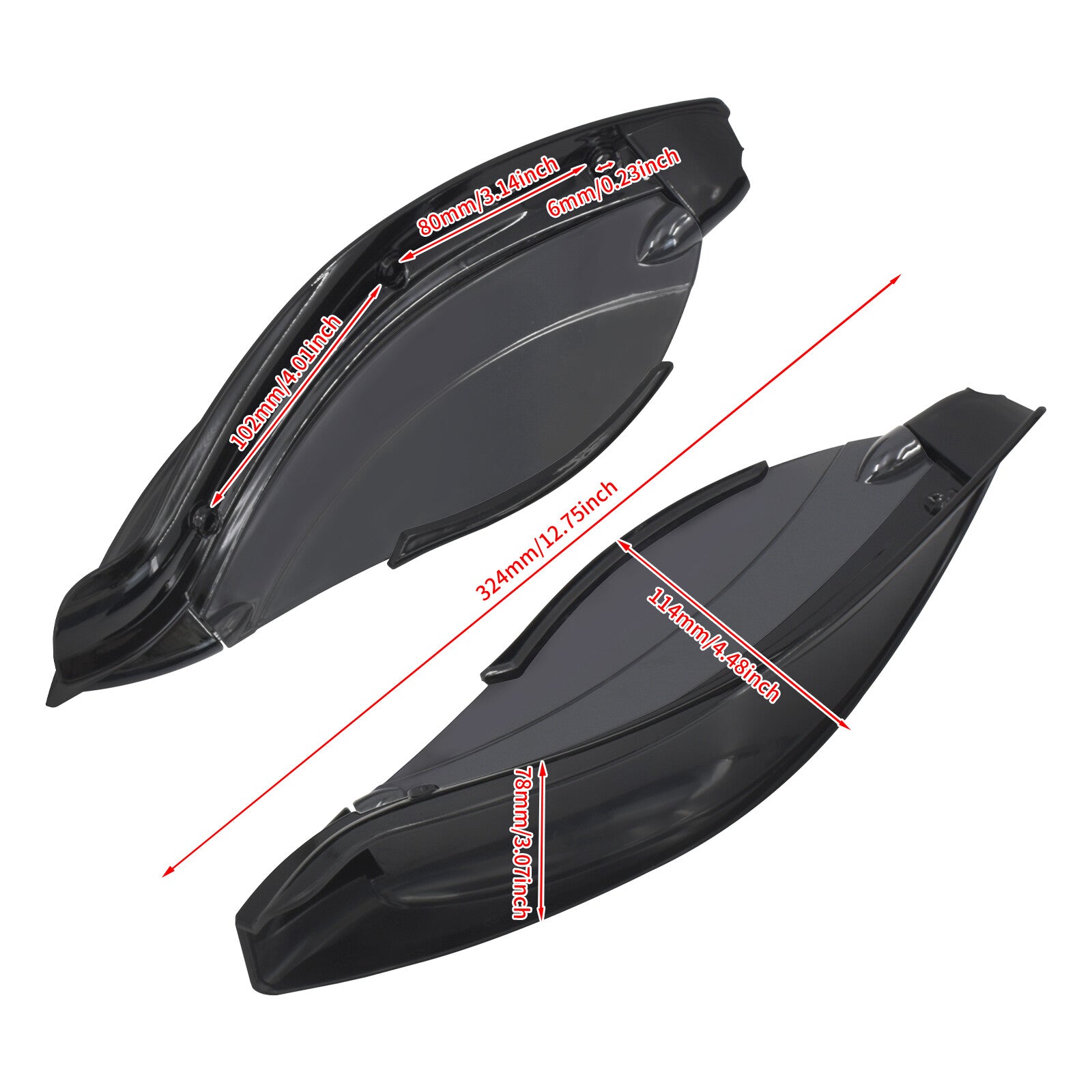 Black Batwing Fairing Smoke Air Deflectors for Harley Electra Street Glide 14-23