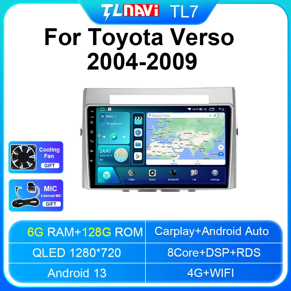 for Toyota for Corolla Verso 2004-2009 Car Radio Carplay Multimedia Video GPS Screen