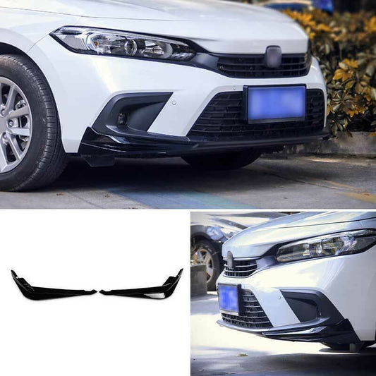 2X for Honda for Civic 2022-2023 Front Bumper Corner Guard Side Skirt Splitter Black