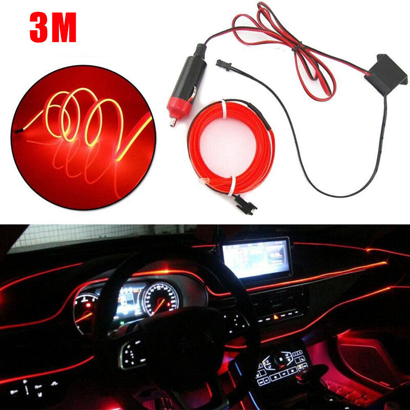 LED Car Interior Decorative Atmosphere Wire Strip Light Lamp Plastic Accessories