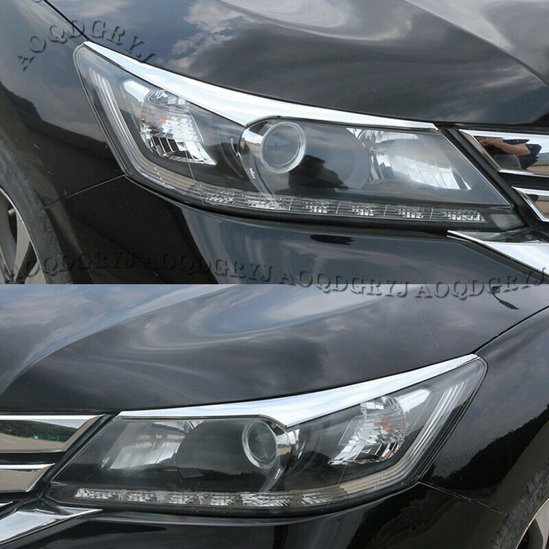 ABS Chrome Headlight Lamp Eyebrow Molding Trim for Honda Accord Sedan 2014-2015