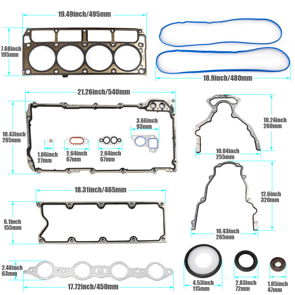 For GM for Sierra for Chevy LS LS2/LS3/4.8L/5.3L/6.0L/6.2L Gasket Set Kit LS9 Head Gaske
