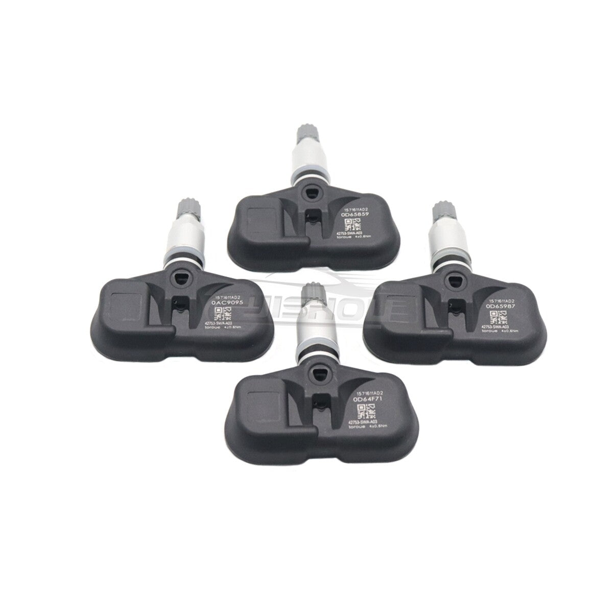 4-pack of new TPMS tire pressure sensors for Honda CR-V, Accord, Pilot 42753-SWA-A03