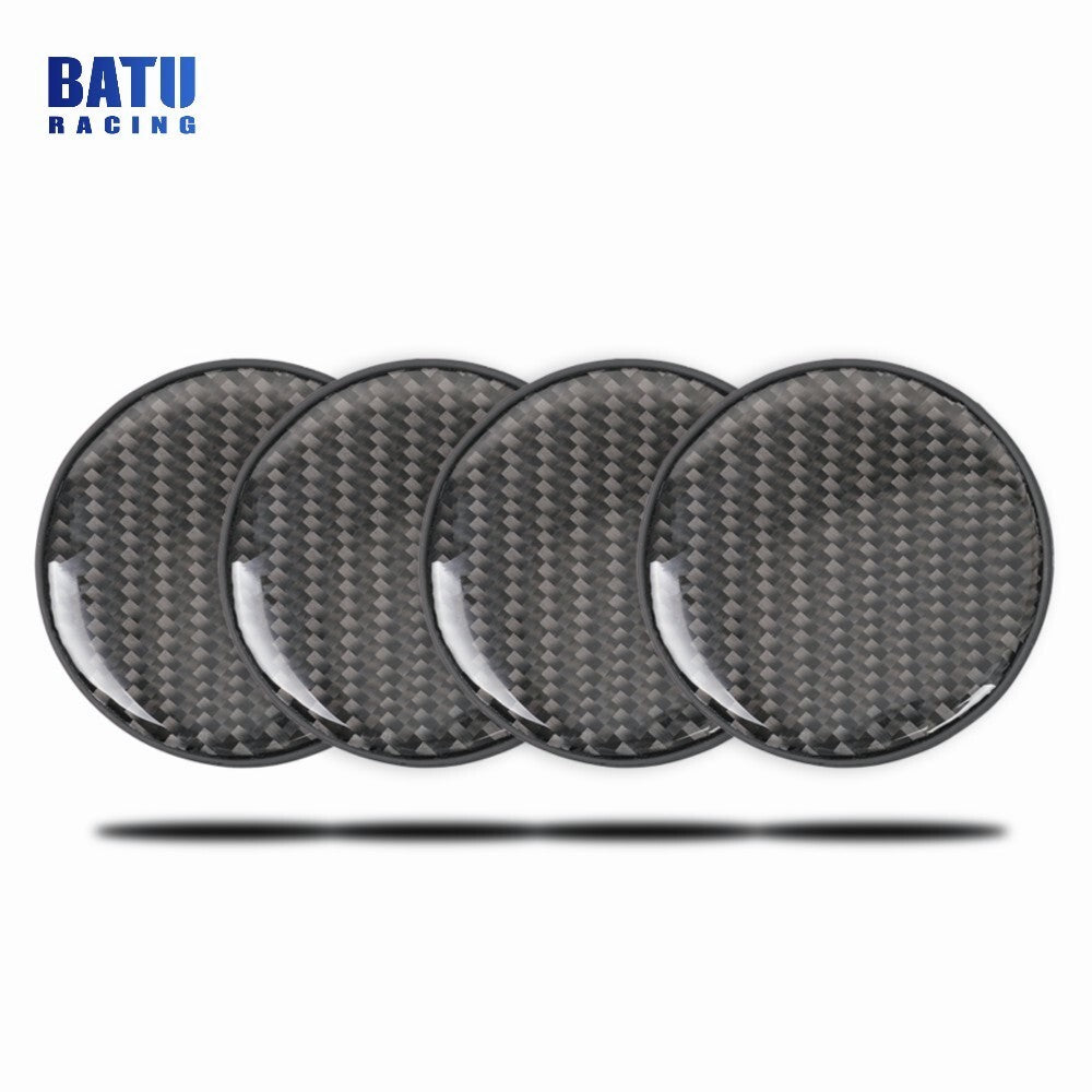 4X Black Carbon Fiber Cup Holder Pad Water Cup Slot Non-Slip Mat Car Accessories