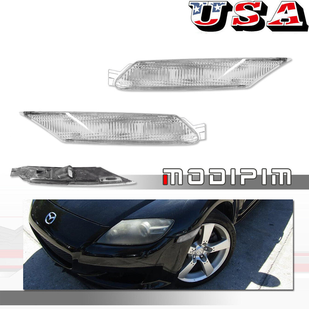 Suitable for 04-08 for Mazda RX-8 RX8 OE style transparent chrome front marker light housings