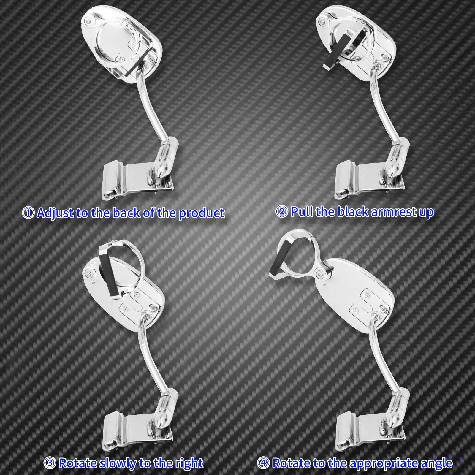 Rear Adjustable Passenger Armrests with Cut Holder Fit Fot for Honda Gold Wing 1800