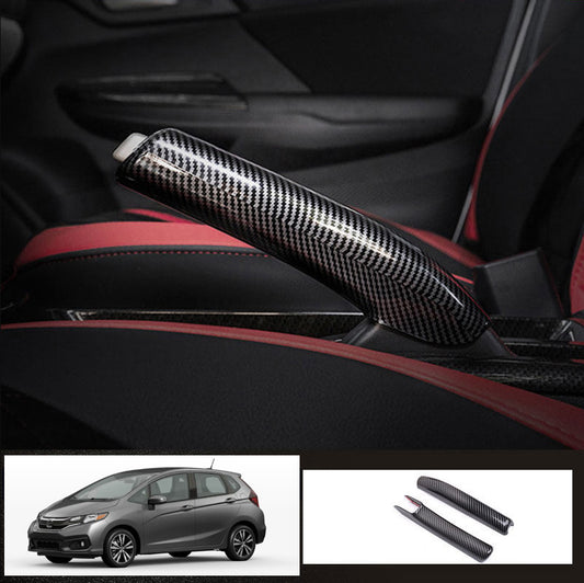 Center console handbrake protector trim for 2014-2020 for Honda Fit Jazz - Carbon Fiber