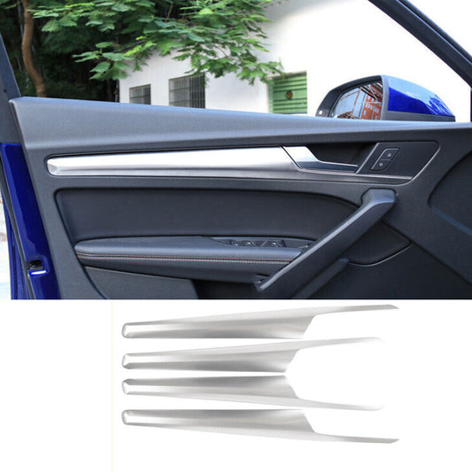 4pcs Silver Titanium Inner Door for Audi Q5 SQ5 2018~2023 Panel Strip Cover Trim