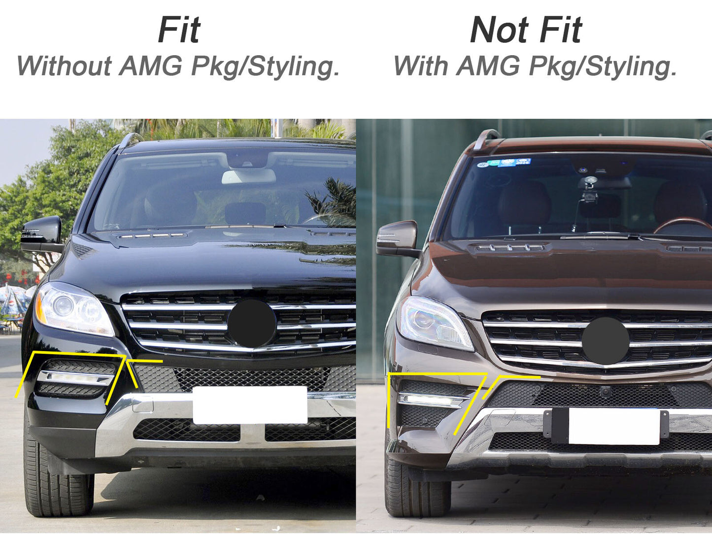 1 Pair Left Right Fog Light Chrome Trim Cover For 2012-2015 for Mercedes W166 ML350