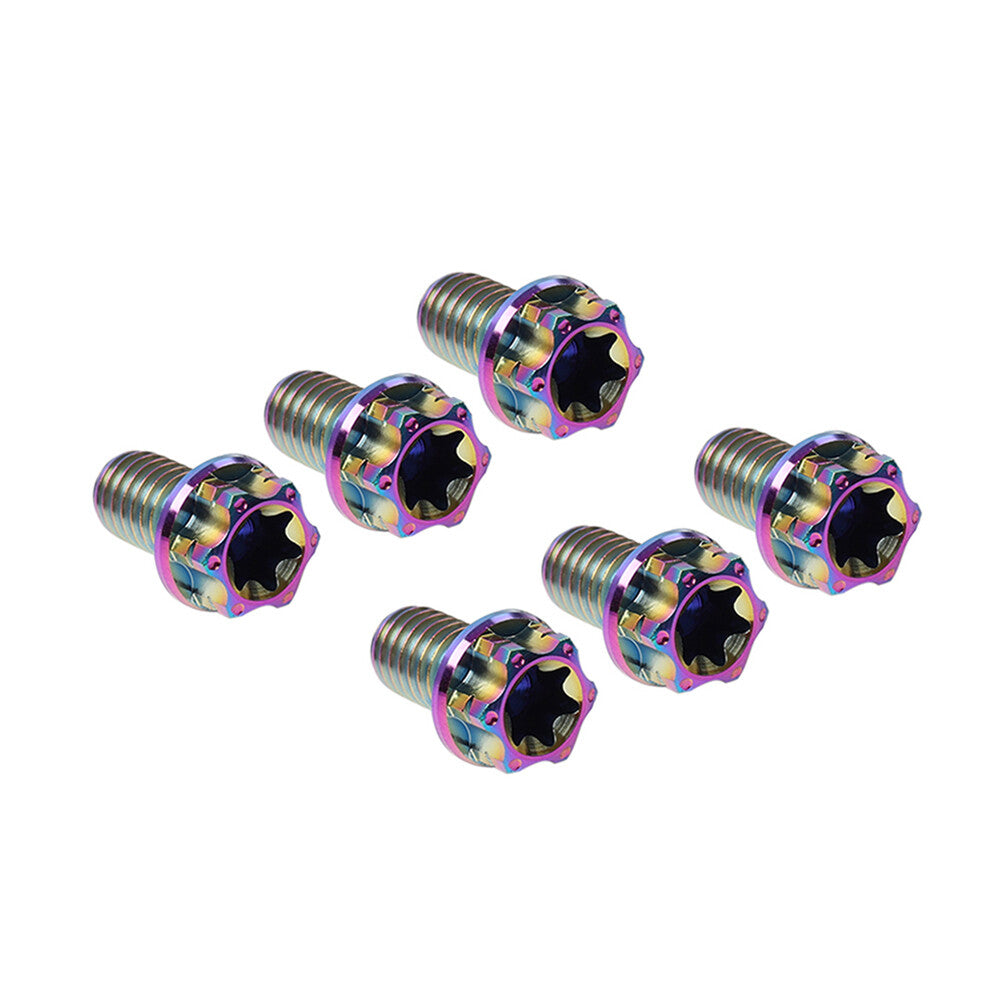 6pcs Bolts Torx Head Flange Screw M8x15mm Rainbow For Motorcycle Bike