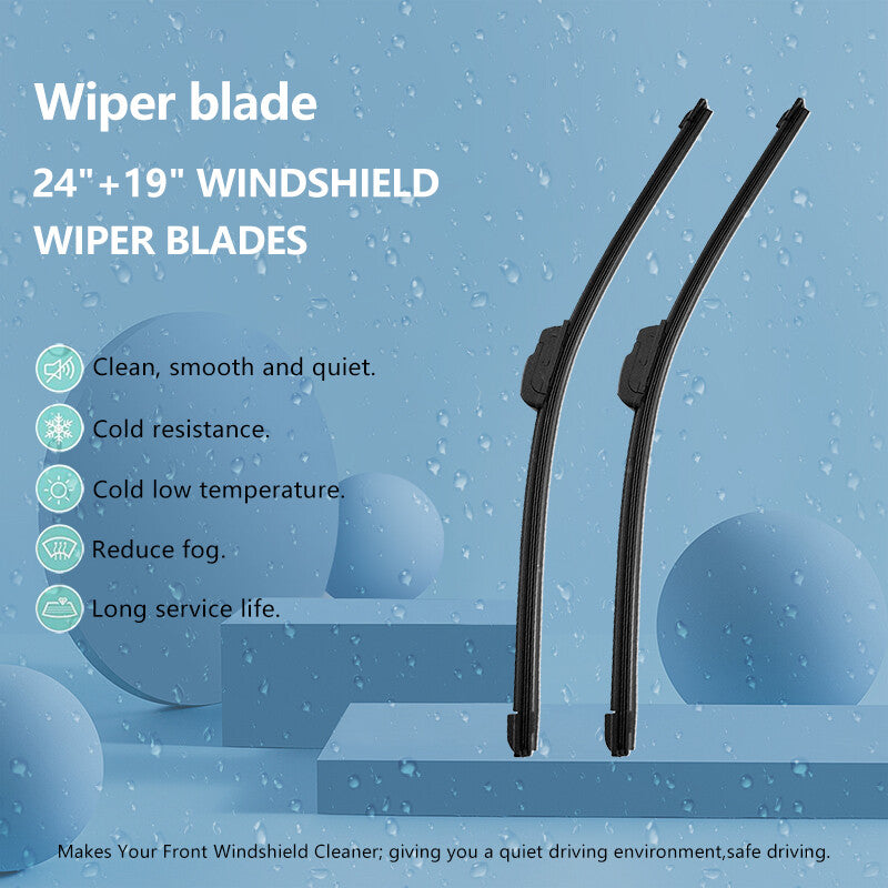 24 and 19 1 Pair Windshield Wiper Blades J-hook Bracketless Frameless 1 Pair