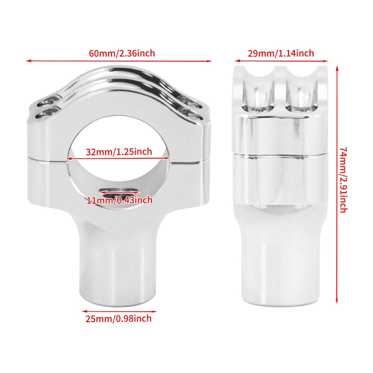 Aluminum Chrome Handlebars Riser Clamp Fit for Harley 1.25 Handlebars Models