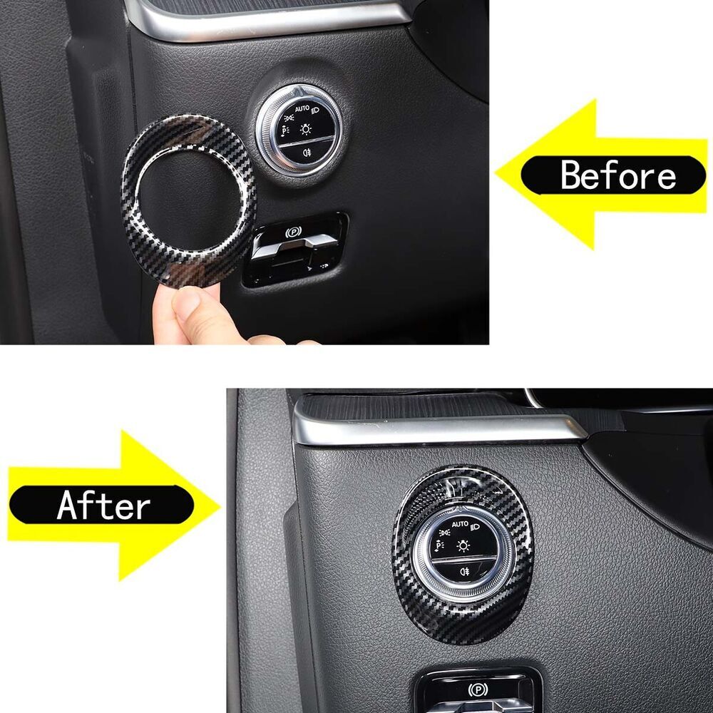 for Benz C Class W206 2022+ Headlight Switch Button Panel Cover ABS Carbon Fiber