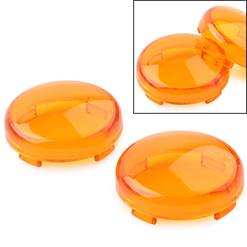 Pair Yellow Turn Signal Lens Light Cover Guard for Harley Touring Softail Dyna