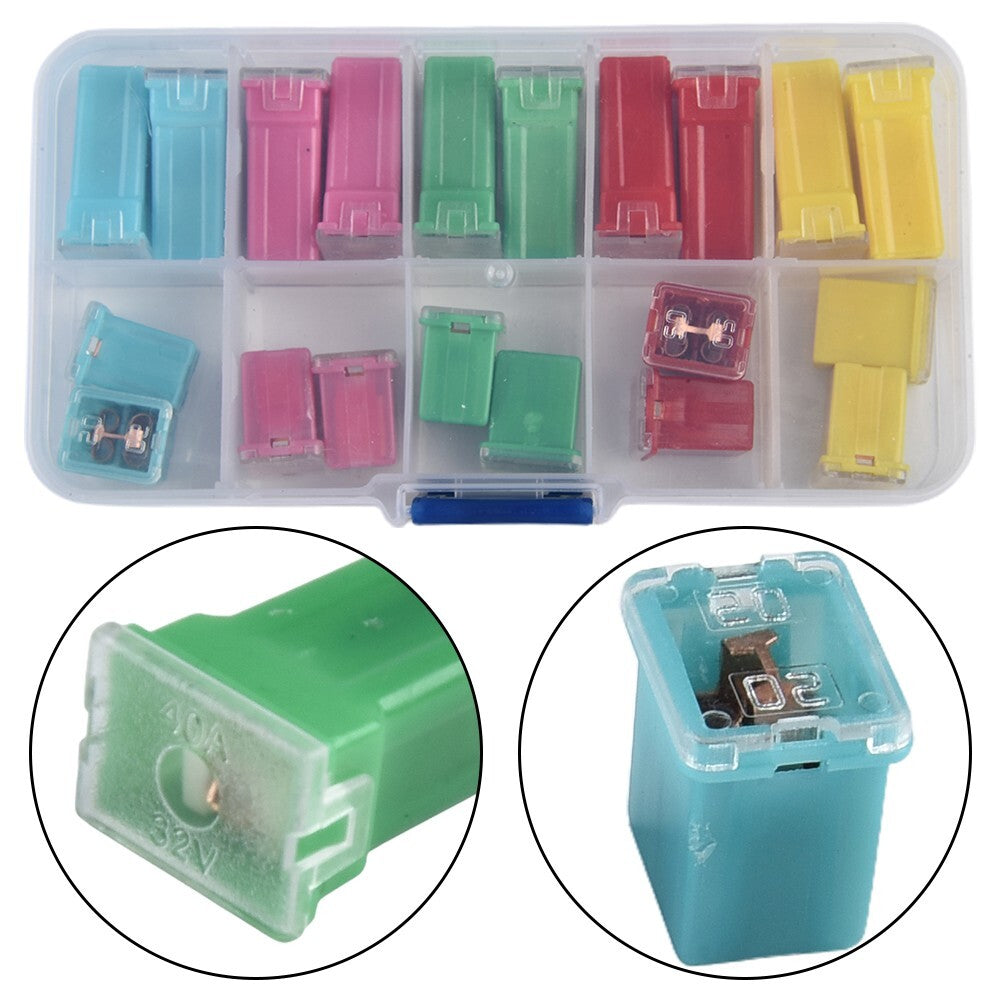 20Pcs Fuses Pack Kit 20A,30A,40A,50A,60A Car Auto Van Square Assortment Fuse New