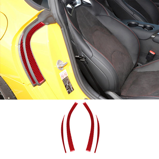 4Pcs Red Carbon Fiber Side Door Bumper Protector Cover Trim for Toyota Supra A90
