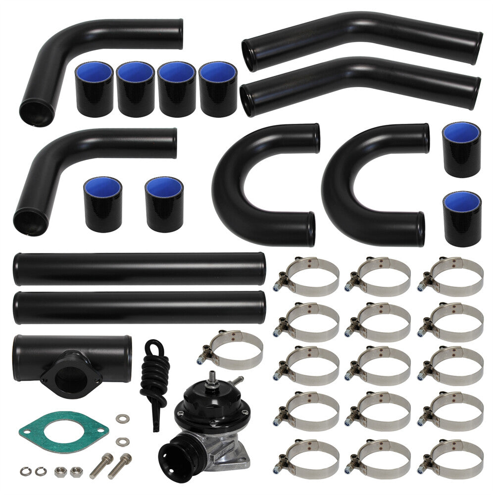 8PCS 2.36 60mm Universal Intercooler Pipe Piping Kit +Turbo Blow Off Valve Kit