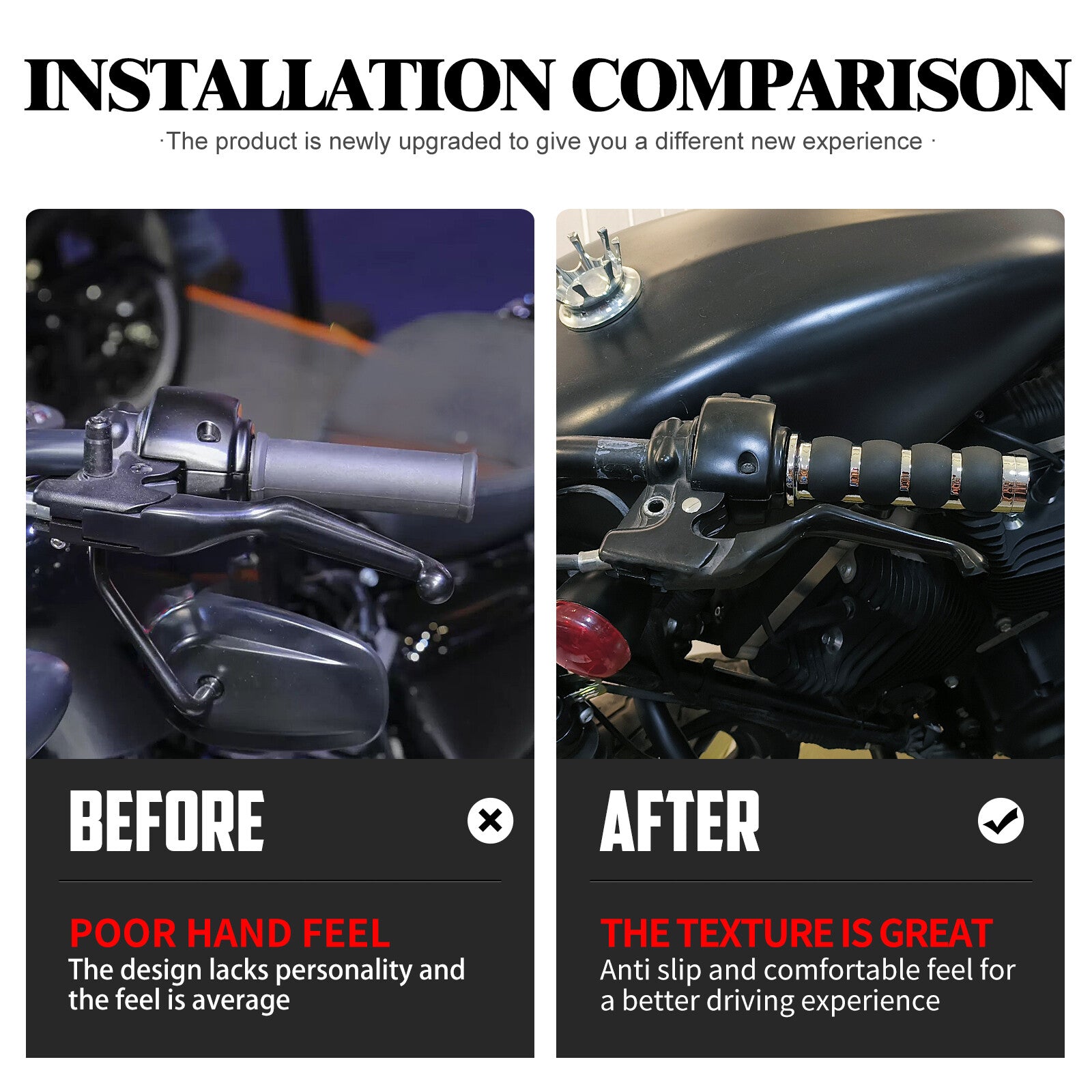 Chrome 1 Non-Slip Rubber Handlebar Hand Grips for Harley for Honda for Yamaha for Kawasaki