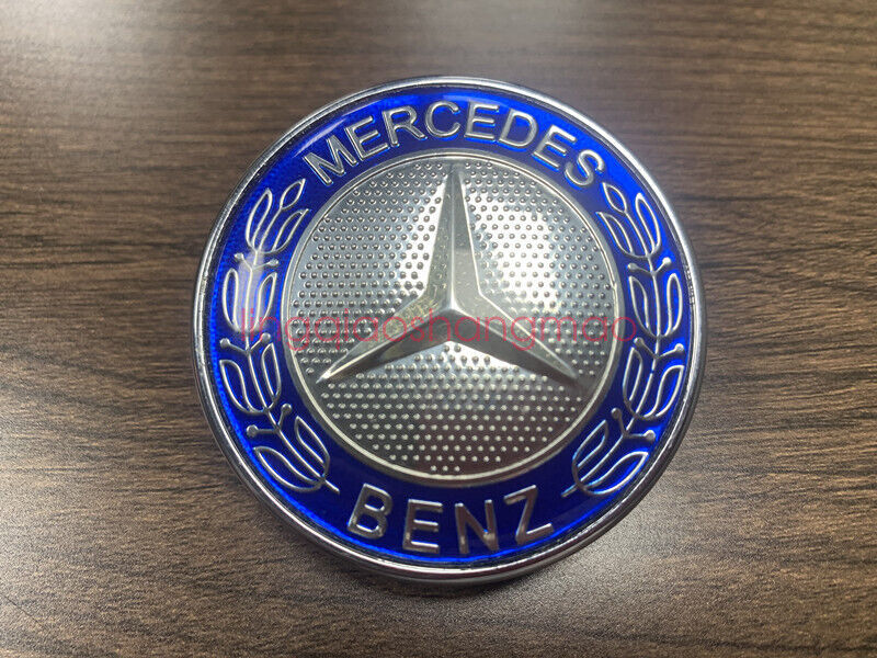 Blue Flat Hood Ornament Badge Emblem for Mercedes C-class W205 W212 57mm