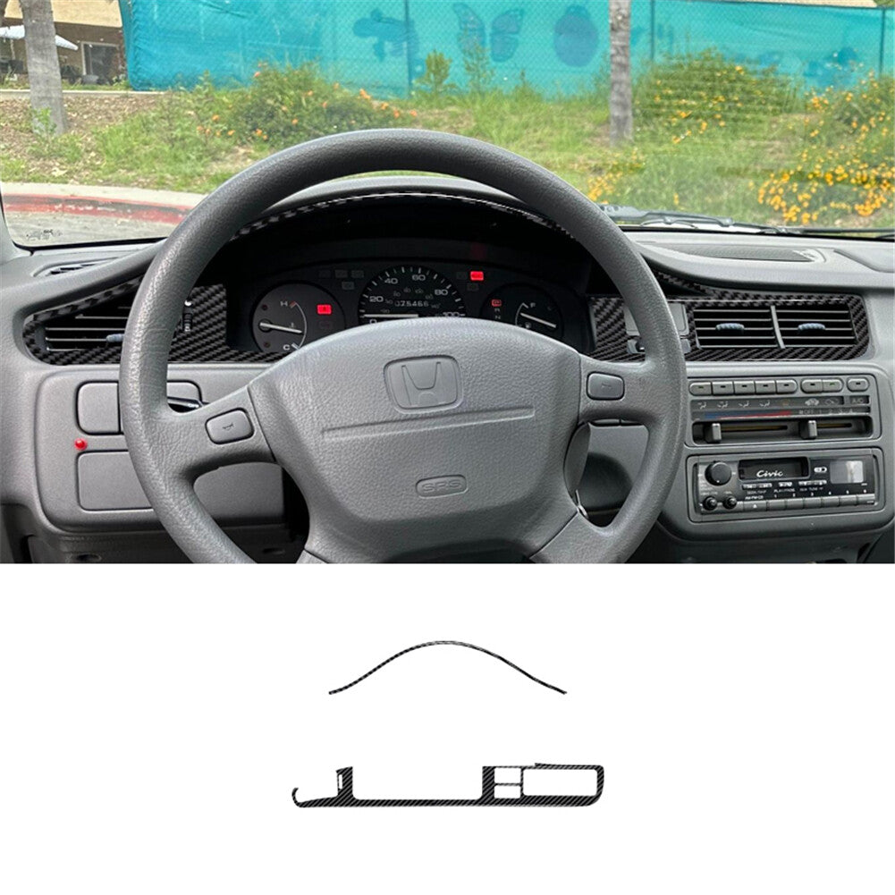 17x Carbon Fiber Interior Full Set Cover Trim Kit for Honda for Civic 1992-1995 2DR
