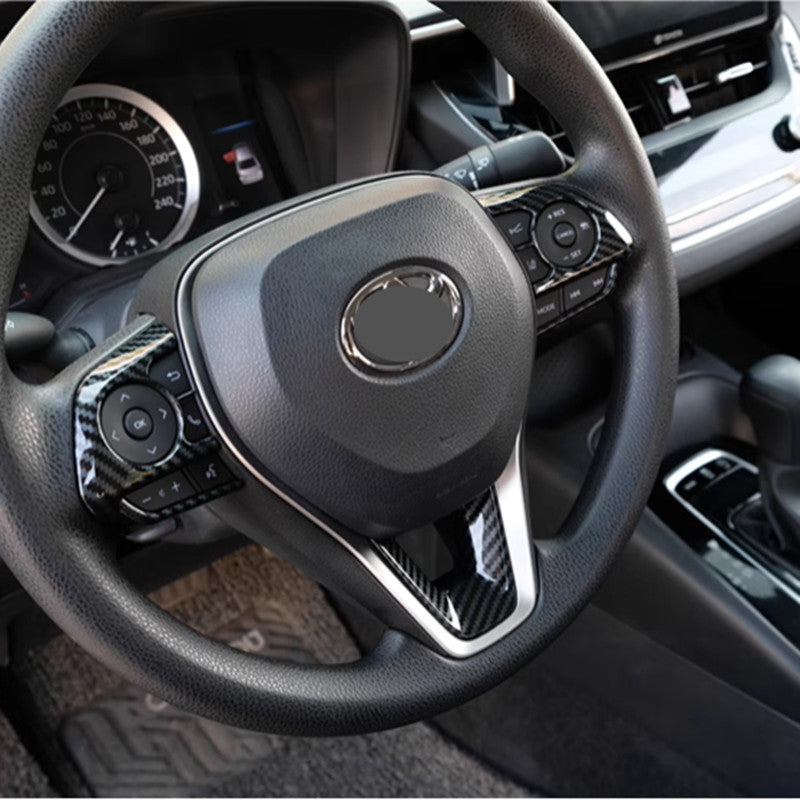 Carbon fiber steering wheel trim frame for Toyota for Corolla 2019-2024 (3 pieces)
