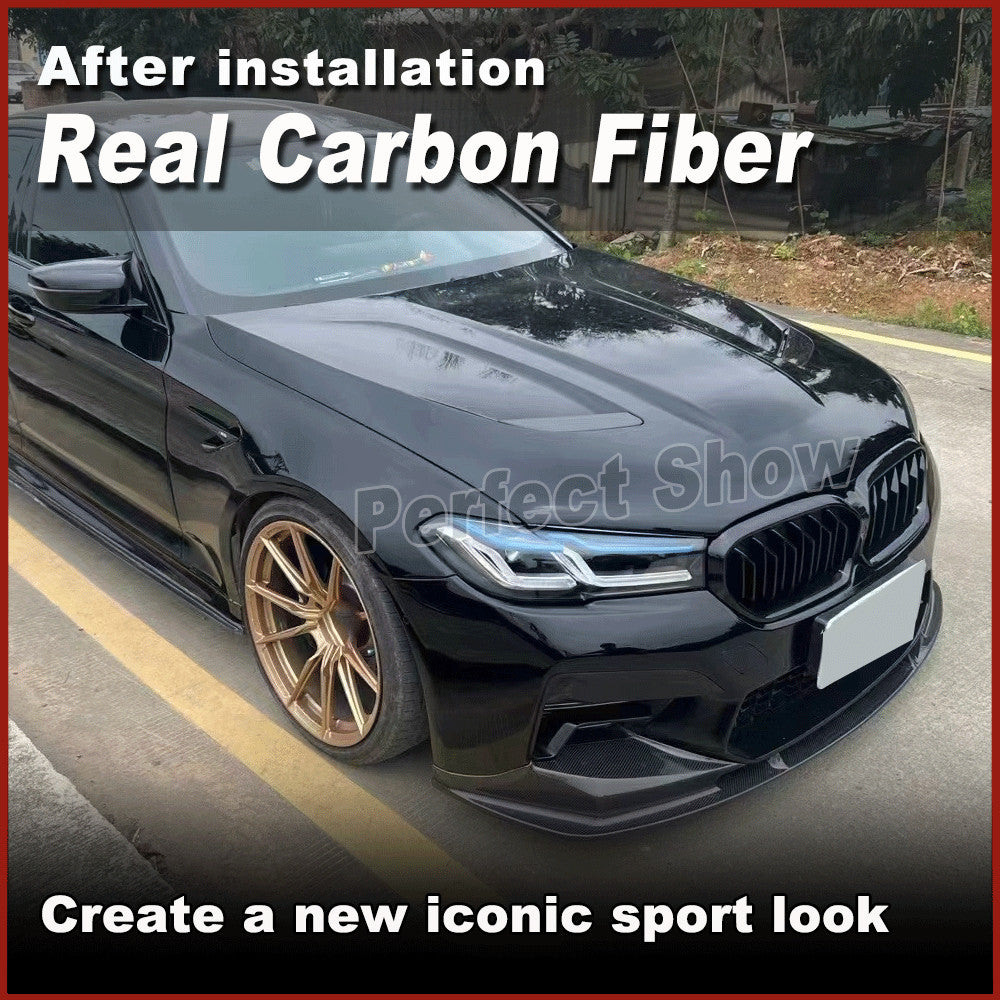 for BMW 5 Series F90 M5 LCI 2021-2022 Real Carbon Fiber Front Bumper Lip Spoiler