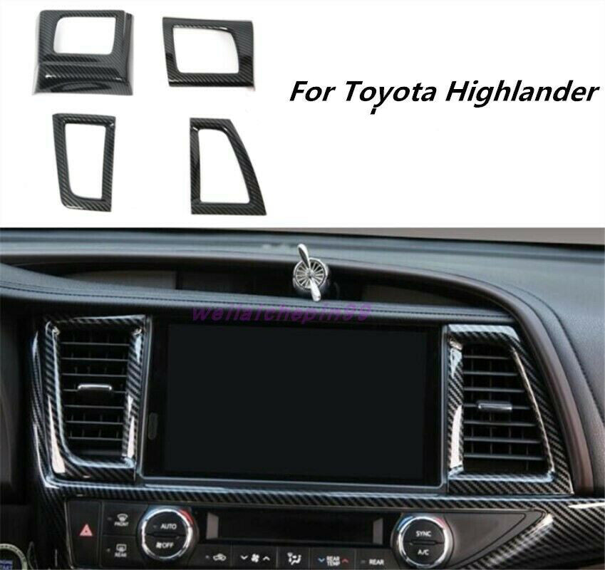 Carbon Fiber Inner Middle Air Vent Outlet Trim for Toyota Highlander 2014-2019