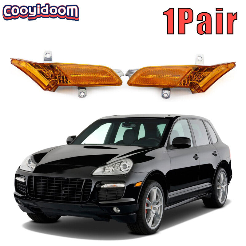 1. Dual front side marker turn signal lights in amber hue for Porsche for Cayenne 08-10