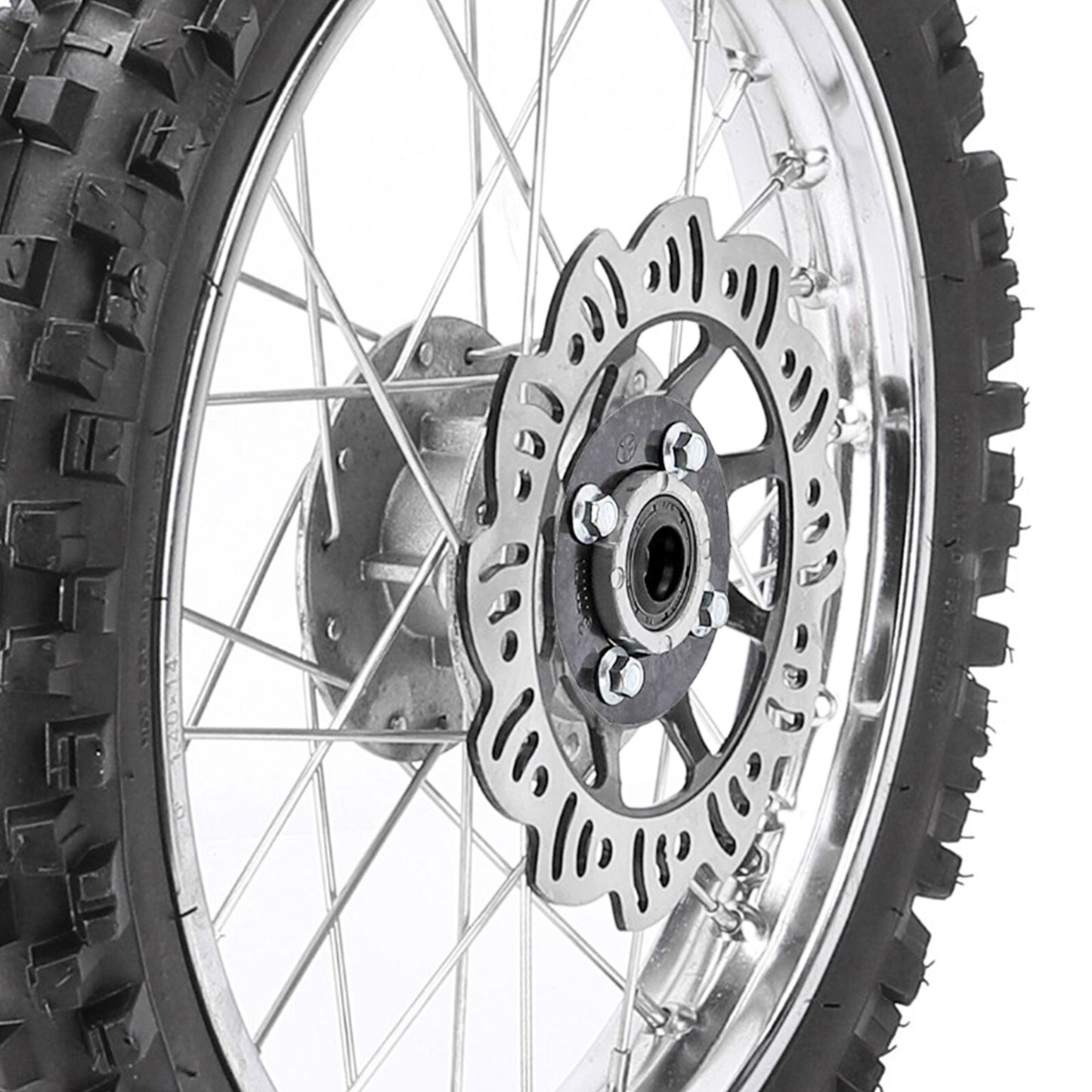 80/100-12 and 60/100-14 front and rear tire rims are suitable for SSR 125cc and 110cc Pit bicycles.