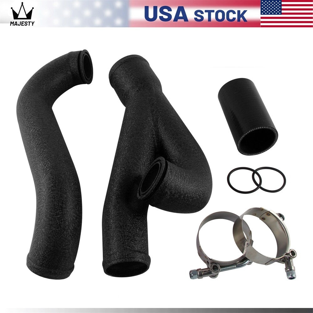 2 Aluminum Turbo Outlet Charge Pipe Kit For 2007-2013 for BMW 335i 335is N54 Black