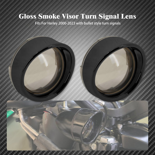 Gloss Black Turn Signal Bullet Visor Deuce Smoked Lens Cover Fit for Harley XL