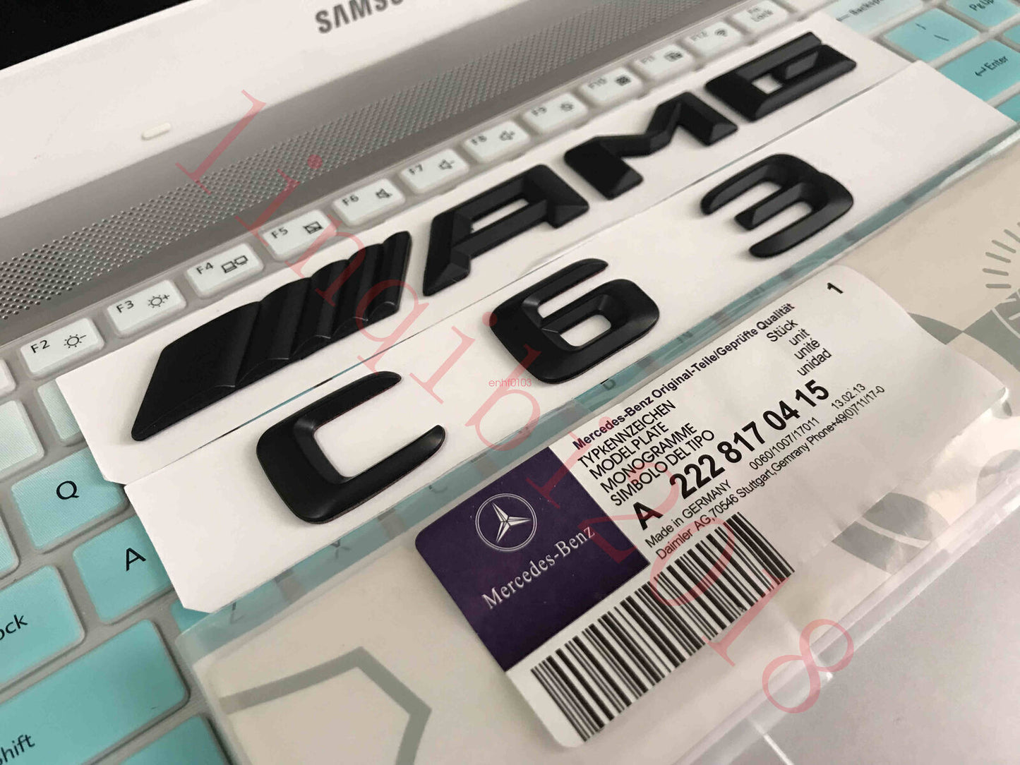 Matt black  C63 + AMG  Letters Trunk Emblem Badge Sticker for AMG