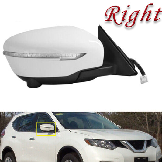 Right White rearview mirror assembly 13pin for NISSAN ROGUE 2014-2019