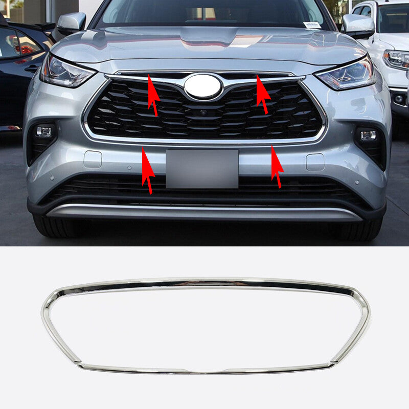 ABS Chrome Front bumper Grille Grill Cover Trim for Toyota Highlander 2020-2023