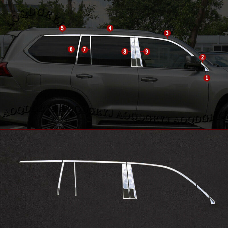 Stainless Chrome Door Window sill Trim Cover Decor Strips for LEXUS LX570 16-21