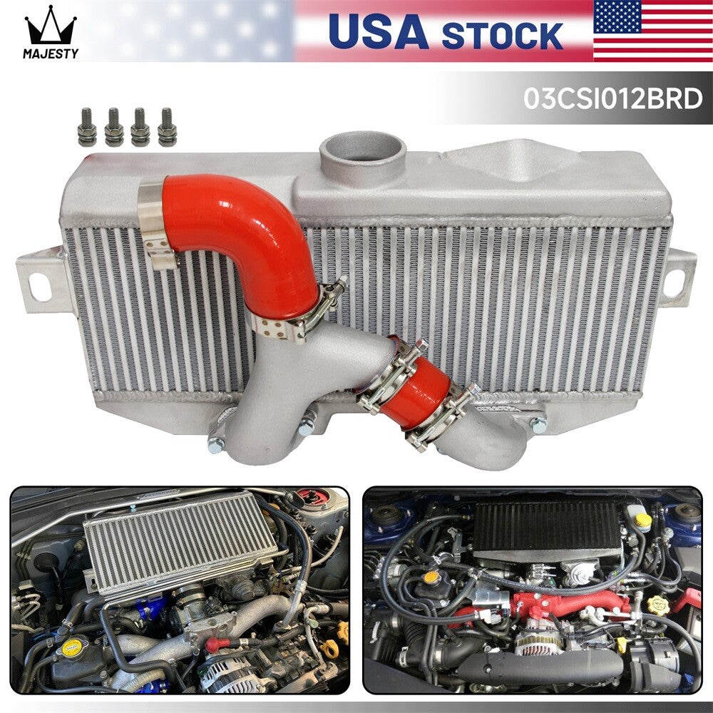 Bolt On Top Mount Intercooler Kit Y Pipe for Subaru 02-07 WRX STI EJ20 EJ25 Red