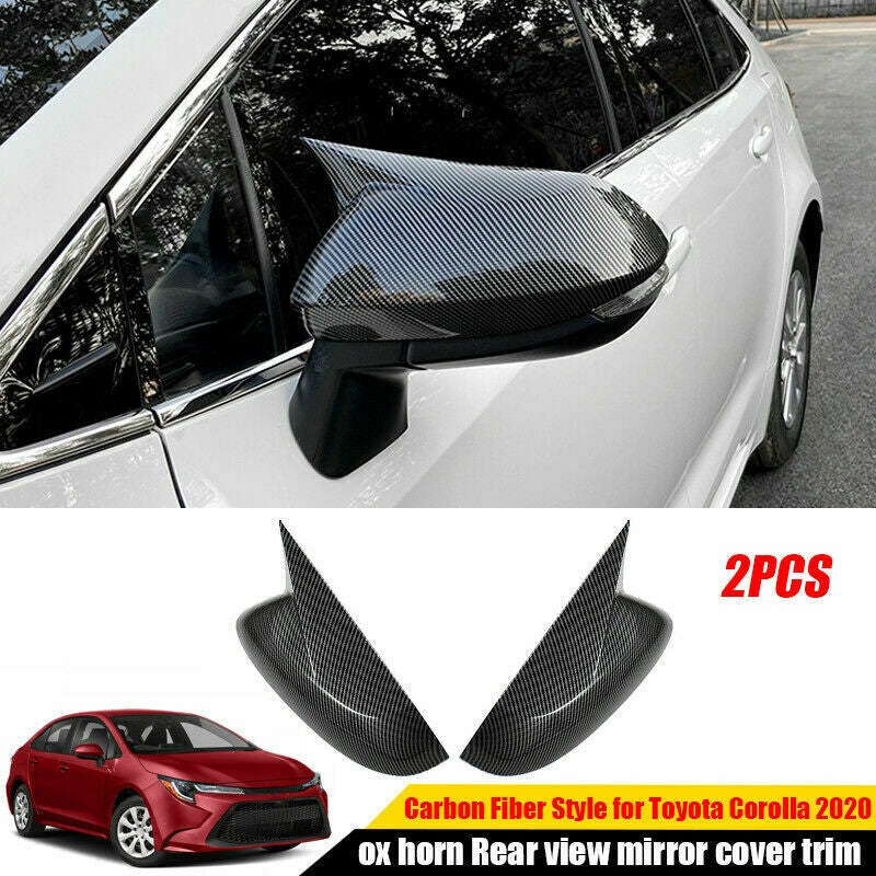 Carbon fiber Look Ox Horn Rear View Mirror Cover Trim for Toyota for Corolla 2019-22