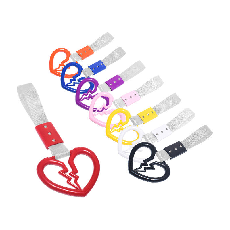 Devil Broken Heart Ring Car Handle Strap Charm Tool Tsurikawa Silver Belt Yellow