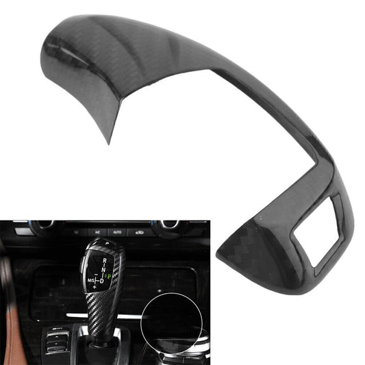 for BMW 1 2 3 4 5 Series F20 F30 Black Carbon Fiber Trim Gear Shift Knob Cover