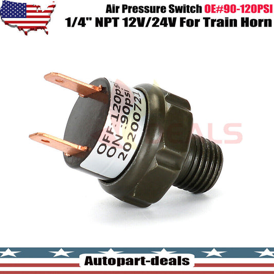 1PC 90-120PSI Air Pressure Switch Tank Mount Thread 1/4 NPT Fit For Train Horn