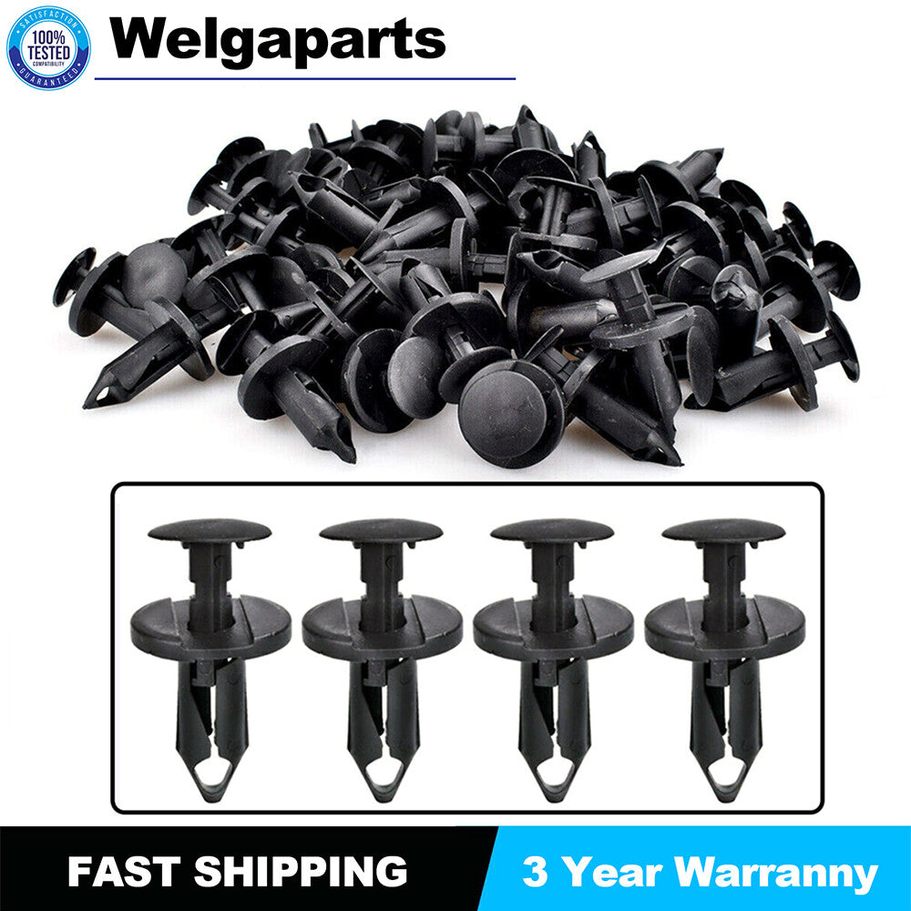 100pc 8mm Clips for Hole Plastic Rivets Retainer Fender Bumper Push Pin Fastener
