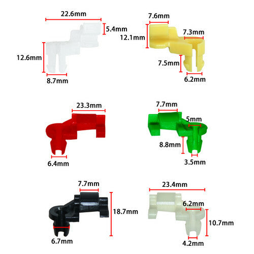Tailgate handle lever plastic fastener clip, door lock lever clip, 5 mm lever size, 12 pairs
