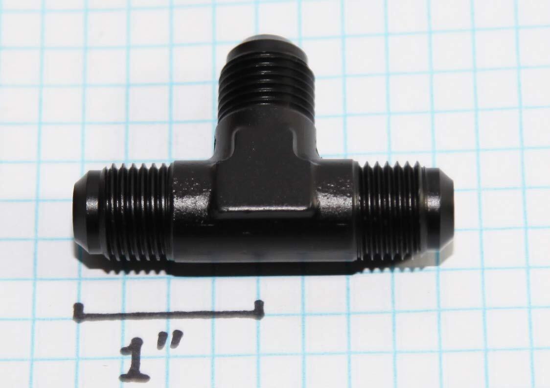 3-Way Tee T-Piece Fitting Adapter AN6 6-AN Male to 2X AN6 6-AN Male BLACK