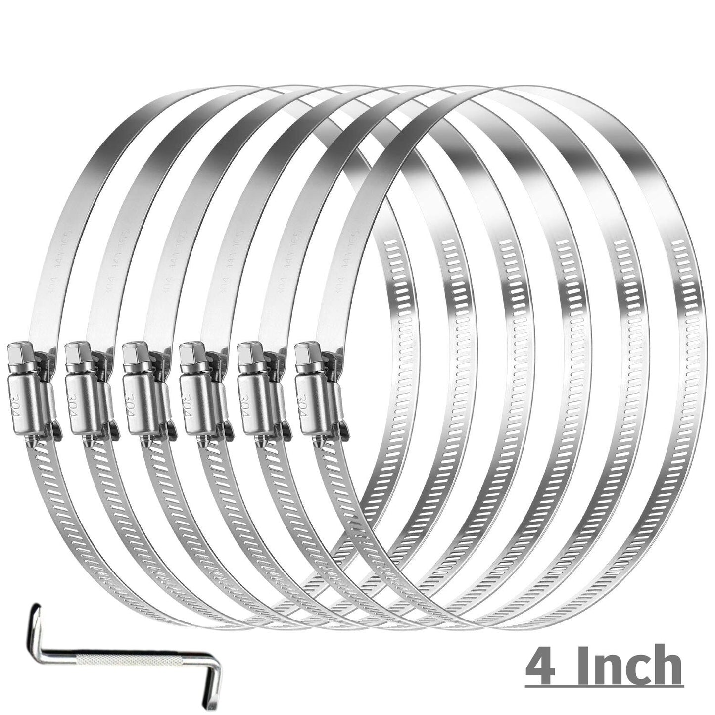 Adjustable 4-inch hose clamp, stainless steel tube clamp, worm gear clamp, drive clamp