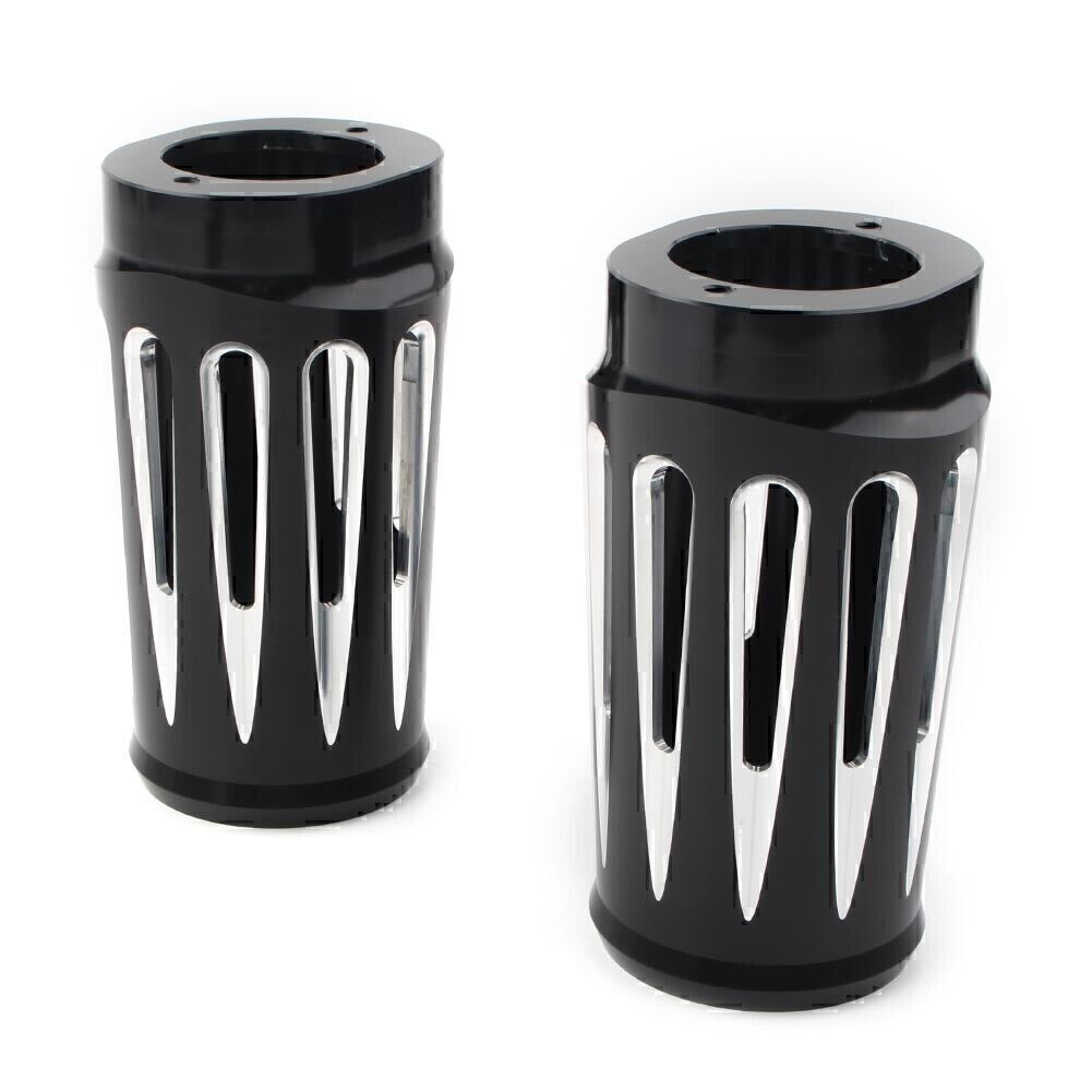 Black Fork Boot Slider Cover Cow Bell Fit for Harley Touring FL 1986-2013 2012 2011