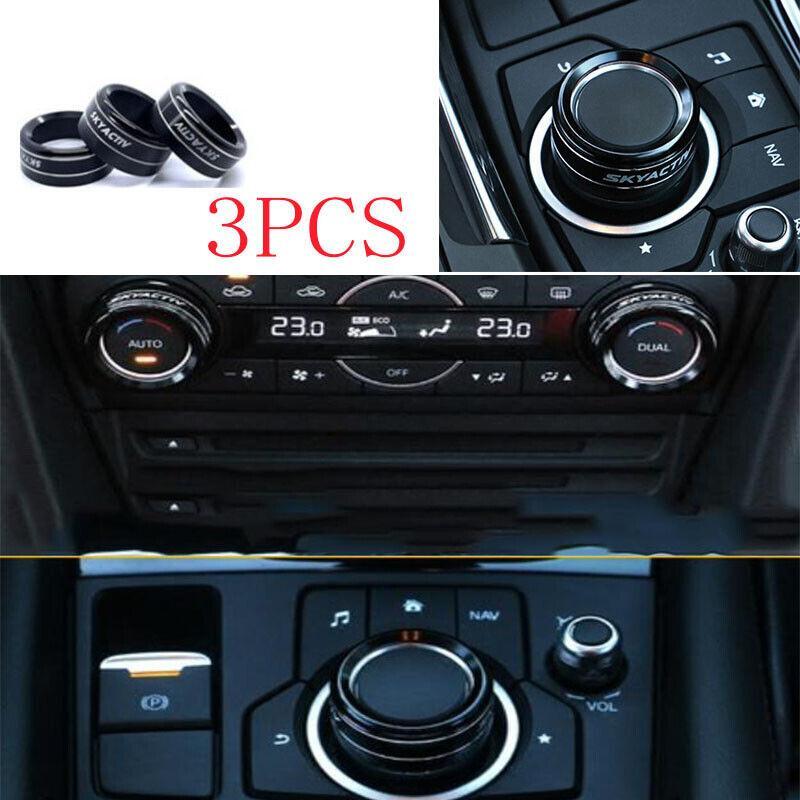 Car for Mazda CX-5 17-21 Black Aluminum Middle Console AC Knob Cover Trim