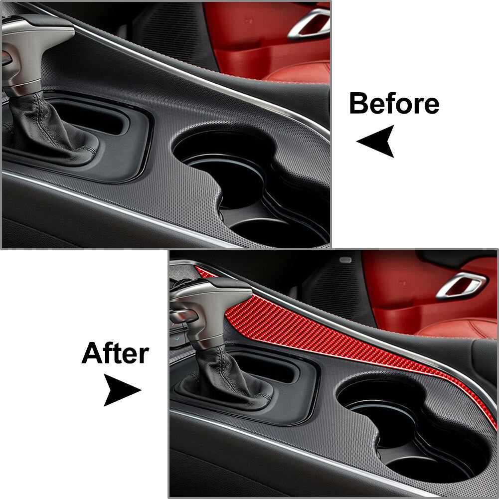 Carbon Fiber Gear Shift Panel Side Cover Trim for Dodge for Challenger 2015-23 22 23