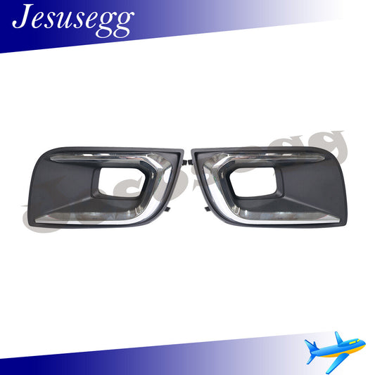 2x Front Left+Right Bumper Foglight Bezel Cover Chrome For 18-21 for Toyota Sequoia